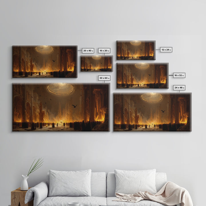 The Ghost Wedding, Apocalyptic Romantic Art, Wide Panoramic Art, Dark Halloween Decor, Canvas Print, Halloween Wall Art, Gothic Home Decor