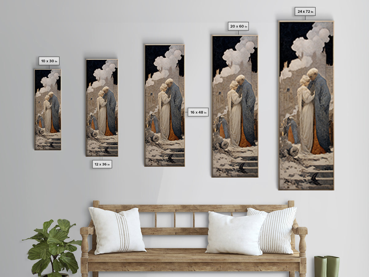 The Ghost Wedding, Symbolist Death Art, Tall Narrow Wall Art, Gothic Horror Wall Art, Framed Canvas Print, Halloween Wall Art