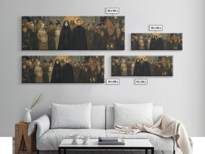 The Ghost Wedding, Dark Symbolist Art, Extra Wide Wall Art, Dark Fantasy Wall Art, Canvas Print, Halloween Wall Art