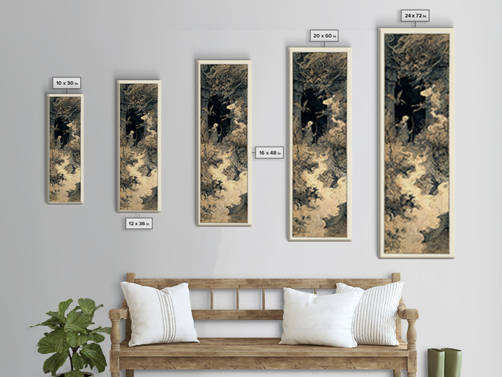 The Ghost Wedding, Gothic Storybook Art, Tall Narrow Wall Art, Dark Fantasy Wall Art, Framed Canvas Print, Halloween Wall Art