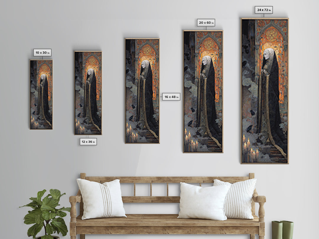 The Ghost Wedding, Stained Glass Gothic Art, Tall Narrow Wall Art, Gothic Horror Wall Art, Canvas Print, Halloween Wall Art