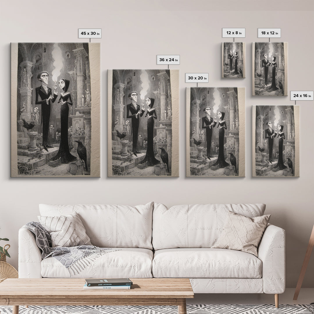The Ghost Wedding, Victorian Macabre Art, Vertical Wall Art, Dark Fantasy Wall Art, Framed Canvas Print, Halloween Wall Art