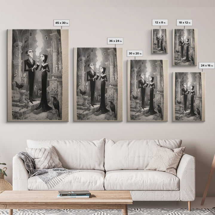 The Ghost Wedding, Victorian Macabre Art, Vertical Wall Art, Dark Fantasy Wall Art, Framed Canvas Print, Halloween Wall Art