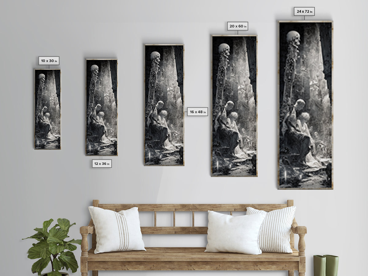 The Ghost Wedding, Biomechanical Horror Art, Tall Narrow Wall Art, Macabre Wall Art, Canvas Print, Halloween Wall Art, Gothic Home Decor