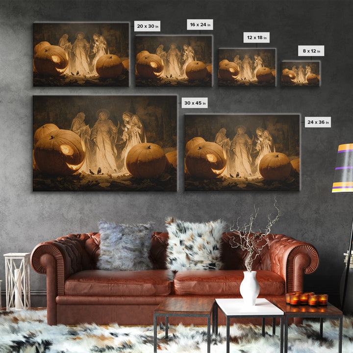 The Pumpkin-Carving Ritual, Symbolist Gothic Landscape, Landscape Wall Art, Dark Fantasy Wall Art, Canvas Print, Halloween Wall Art