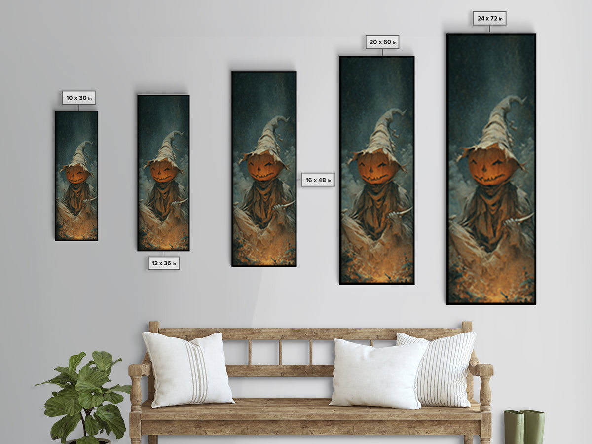 The Pumpkin-Carving Ritual, Surreal Apocalyptic Art, Tall Narrow Wall Art, Gothic Horror Wall Art, Canvas Print, Halloween Wall Art