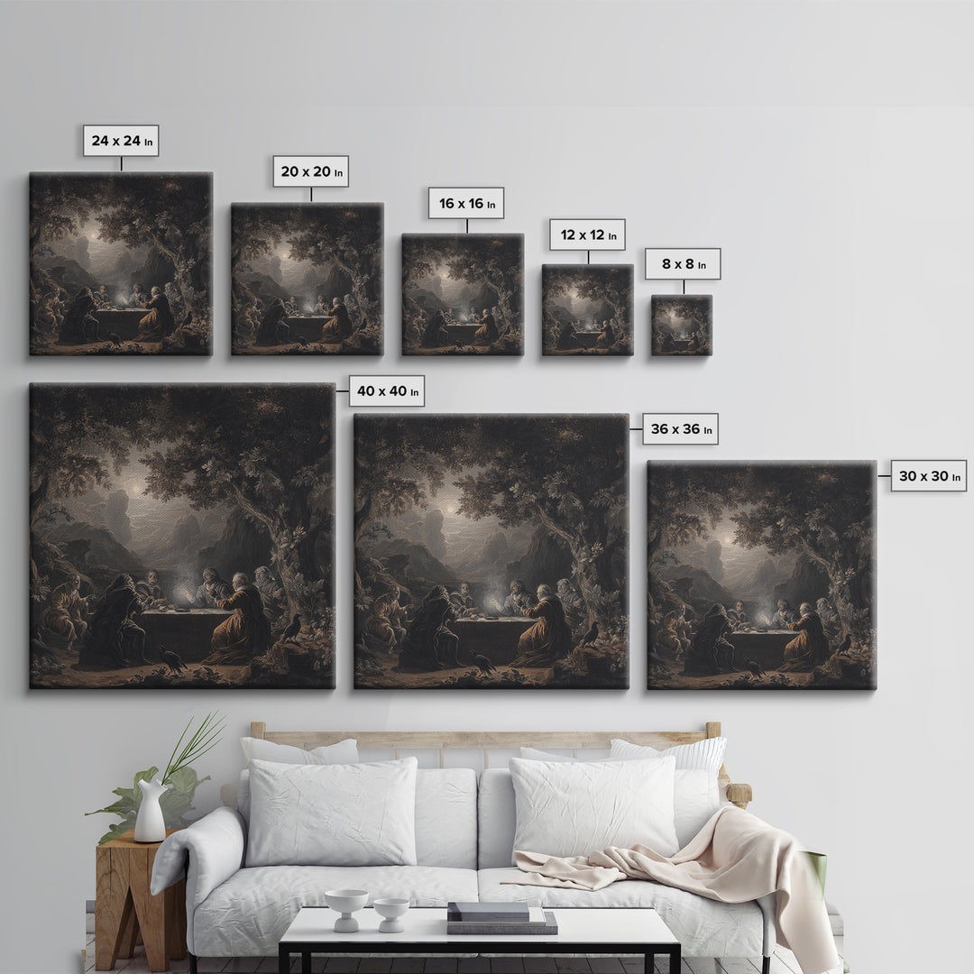 The Candlelit Seance, Baroque Witchcraft Art, Square Wall Art, Dark Fantasy Wall Art, Framed Canvas Print, Halloween Wall Art