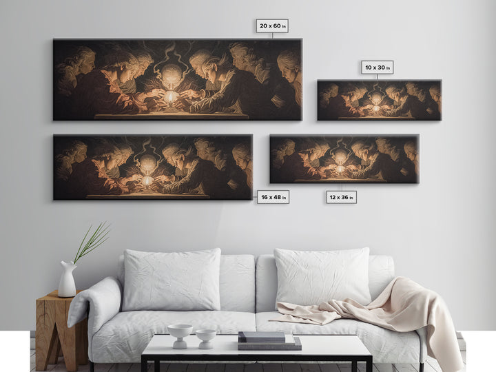 The Candlelit Seance, Visionary Gothic Art, Extra Wide Wall Art, Gothic Horror Wall Art, Canvas Print, Halloween Wall Art