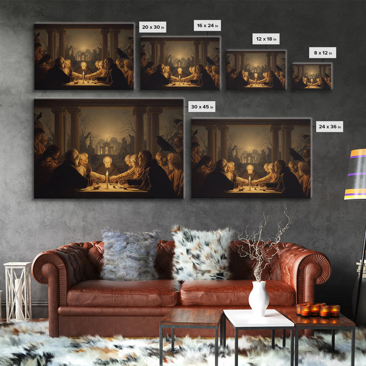 The Candlelit Seance, Romantic Gothic Landscape, Landscape Wall Art, Macabre Wall Art, Framed Canvas Print, Halloween Wall Art