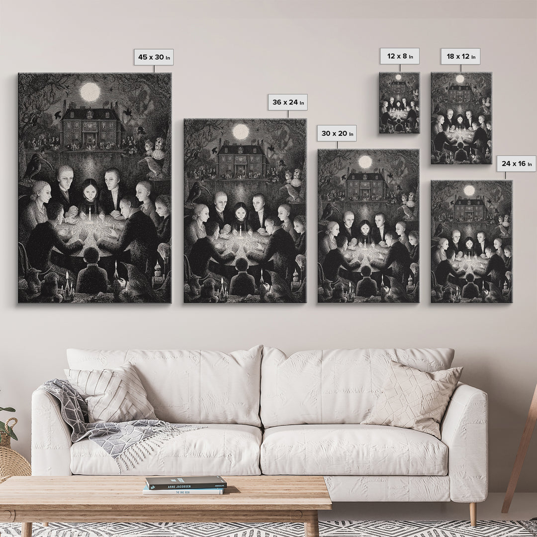 The Candlelit Seance, Victorian Macabre Art, Vertical Wall Art, Macabre Wall Art, Canvas Print, Halloween Wall Art