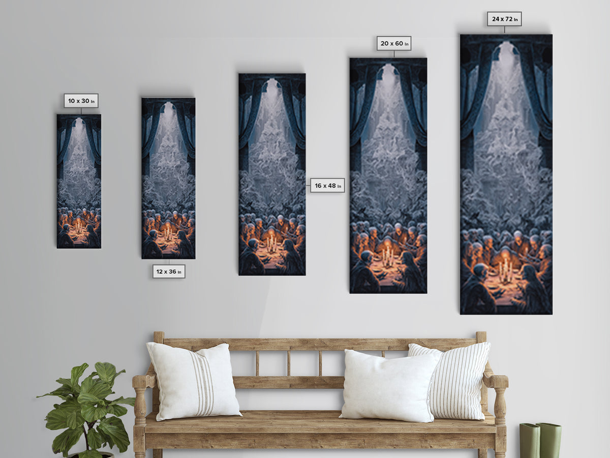 The Candlelit Seance, Surreal Apocalyptic Art, Tall Narrow Wall Art, Gothic Horror Wall Art, Canvas Print, Halloween Wall Art