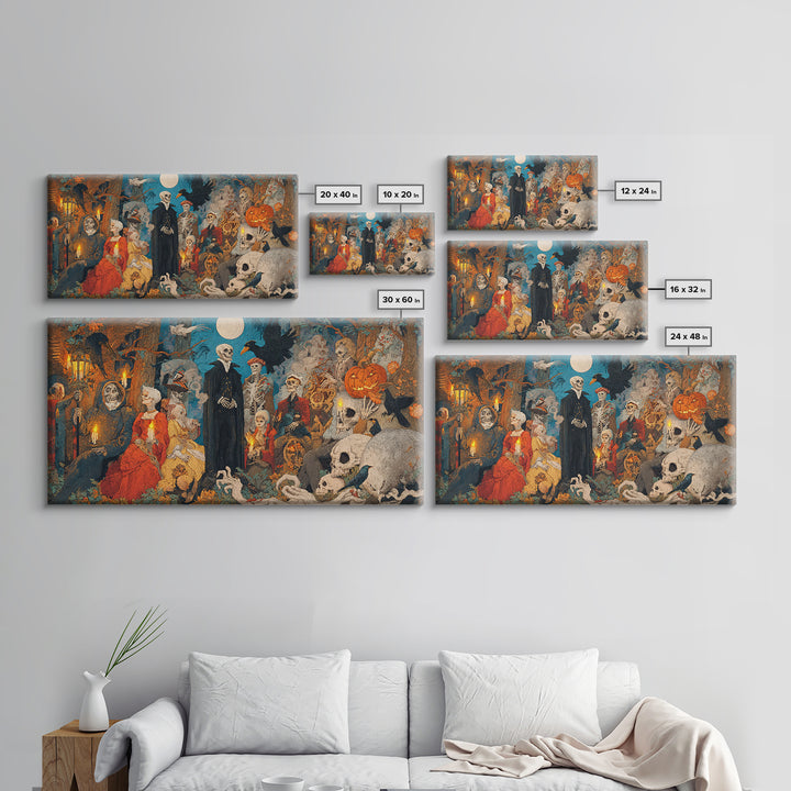 The Haunted Hayride, Danse Macabre Art, Wide Panoramic Art, Dark Fantasy Wall Art, Canvas Print, Halloween Wall Art