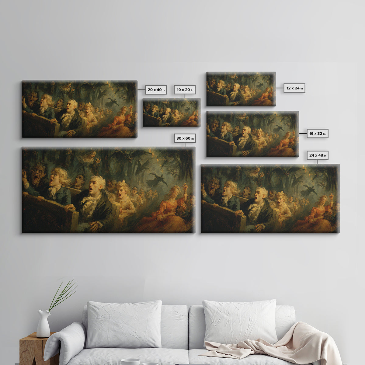 The Haunted Hayride, Dark Romantic Horror Art, Wide Panoramic Art, Macabre Wall Art, Canvas Print, Halloween Wall Art, Halloween Decor