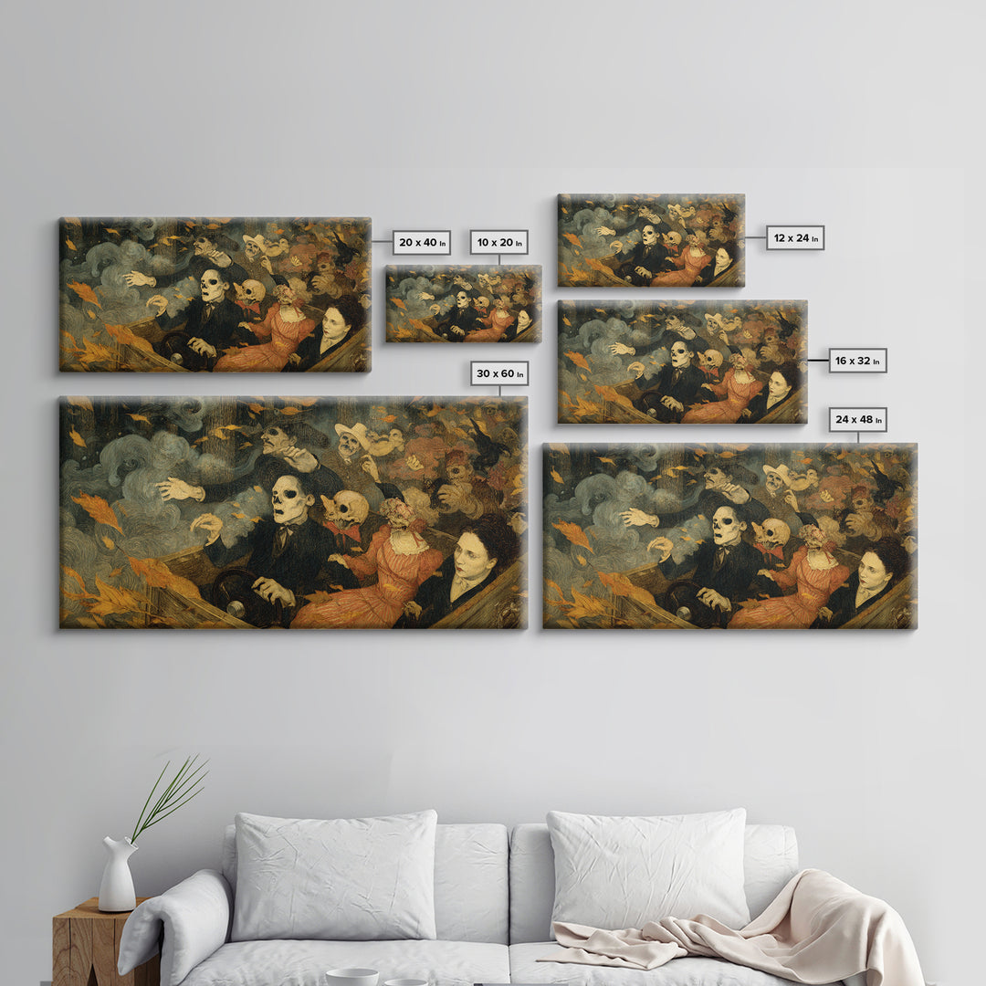 The Haunted Hayride, Grotesque Carnival Art, Wide Panoramic Art, Dark Fantasy Wall Art, Canvas Print, Halloween Wall Art, Macabre Wall Art