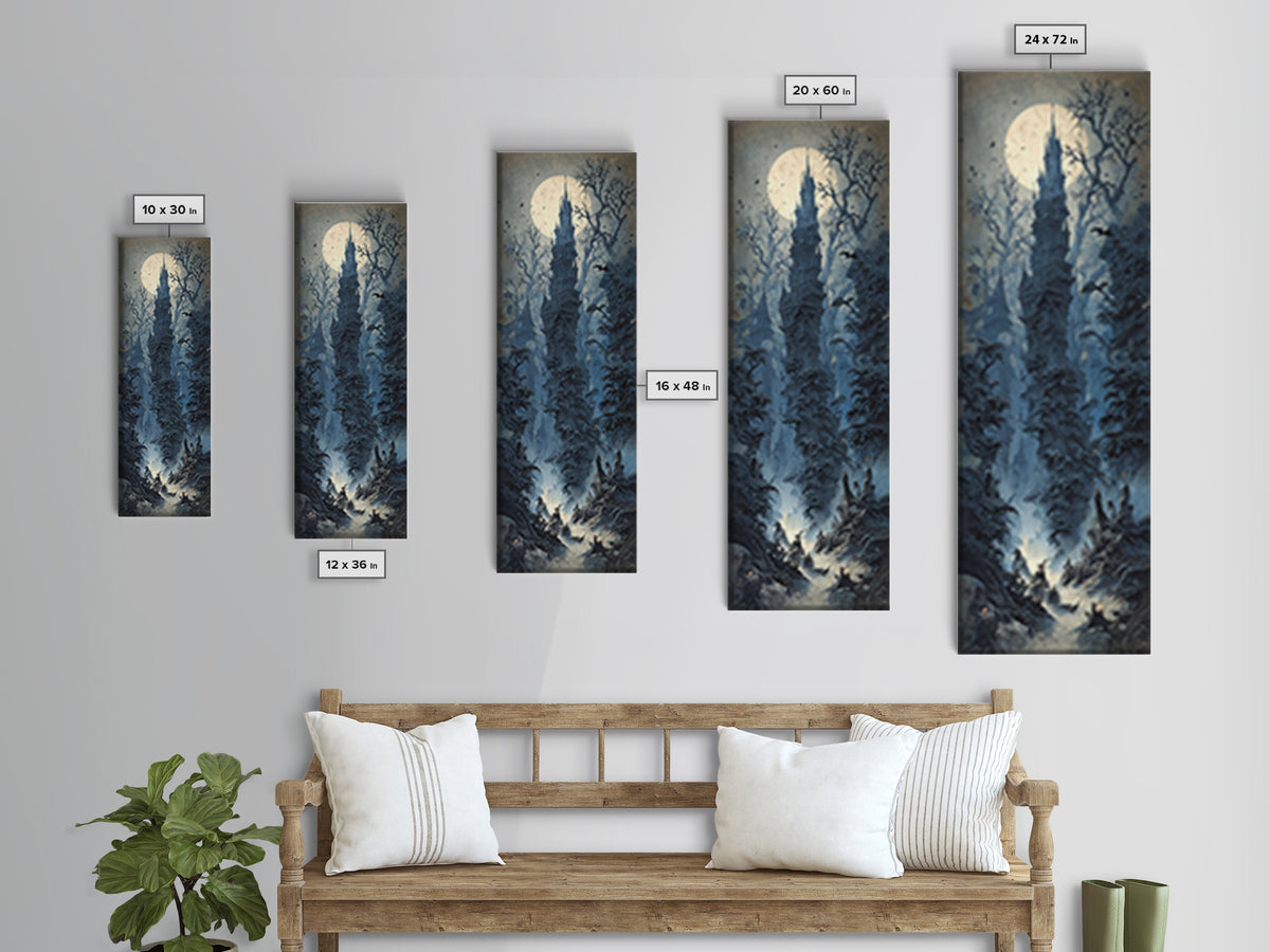 The Haunted Hayride, Surreal Apocalyptic Art, Tall Narrow Wall Art, Dark Fantasy Wall Art, Framed Canvas Print, Halloween Wall Art