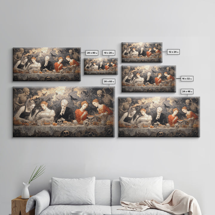 The Zombie Picnic, Visionary Gothic Art, Wide Panoramic Art, Macabre Wall Art, Canvas Print, Halloween Wall Art, Statement Wall Art