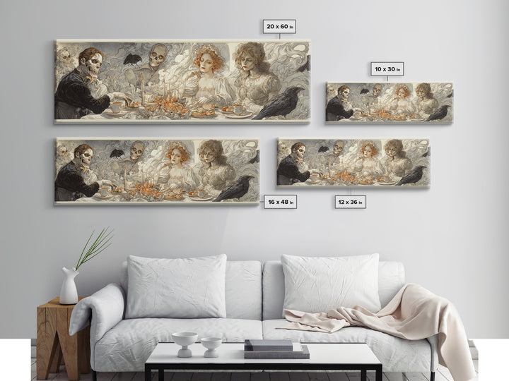 The Zombie Picnic, Symbolist Death Art, Extra Wide Wall Art, Dark Halloween Decor, Canvas Print, Halloween Wall Art