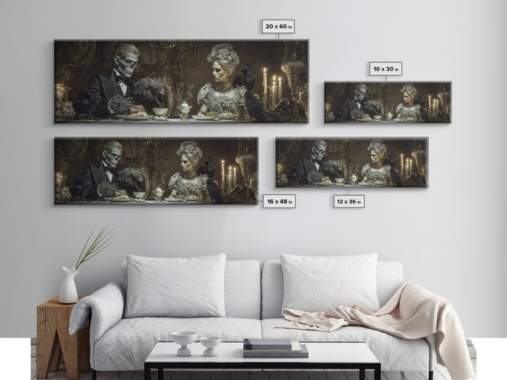 The Zombie Picnic, Biomechanical Horror Art, Extra Wide Wall Art, Dark Halloween Decor, Canvas Print, Halloween Wall Art