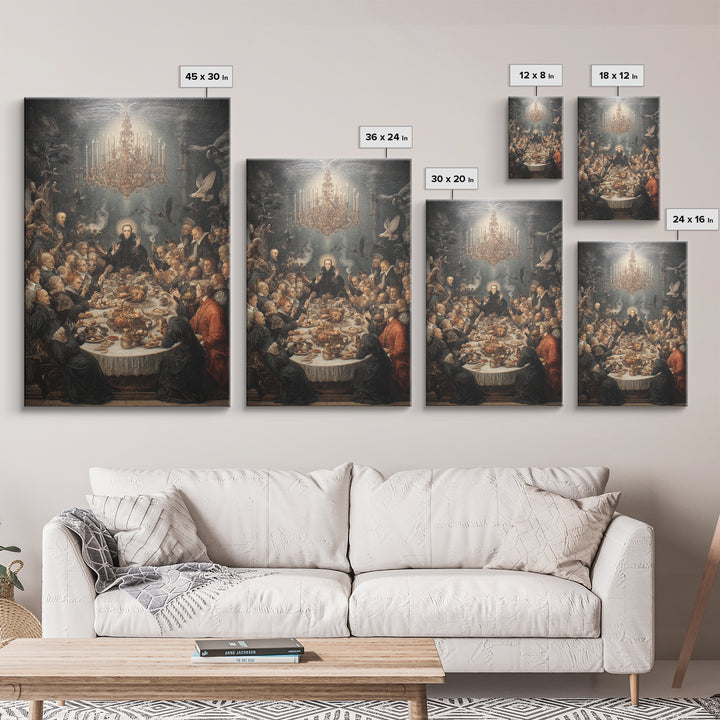 The Vampire Banquet, Dark Renaissance Art, Vertical Wall Art, Macabre Wall Art, Framed Canvas Print, Halloween Wall Art