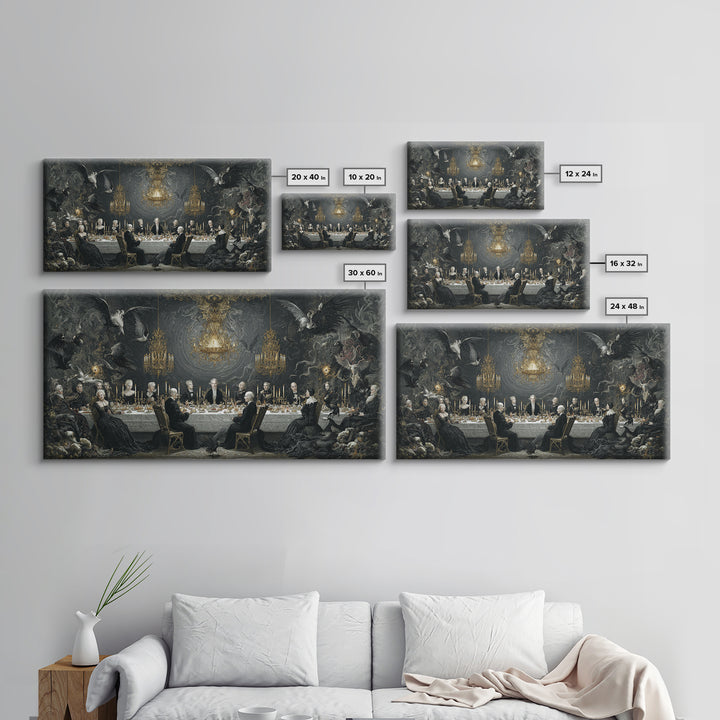 The Vampire Banquet, Visionary Gothic Art, Wide Panoramic Art, Dark Fantasy Wall Art, Canvas Print, Halloween Wall Art