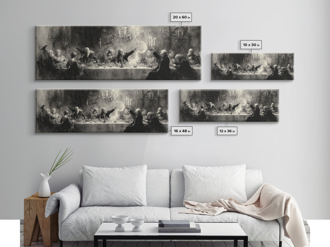 The Vampire Banquet, Symbolist Dream Art, Extra Wide Wall Art, Dark Fantasy Wall Art, Canvas Print, Halloween Wall Art