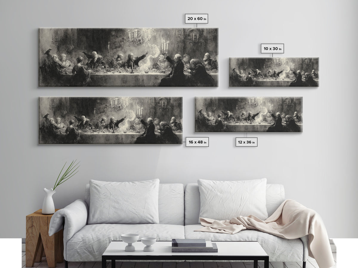 The Vampire Banquet, Symbolist Dream Art, Extra Wide Wall Art, Dark Fantasy Wall Art, Canvas Print, Halloween Wall Art