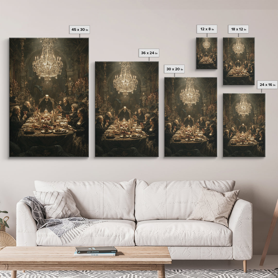 The Vampire Banquet, Ornate Symbolist Art, Vertical Wall Art, Dark Halloween Decor, Canvas Print, Halloween Wall Art