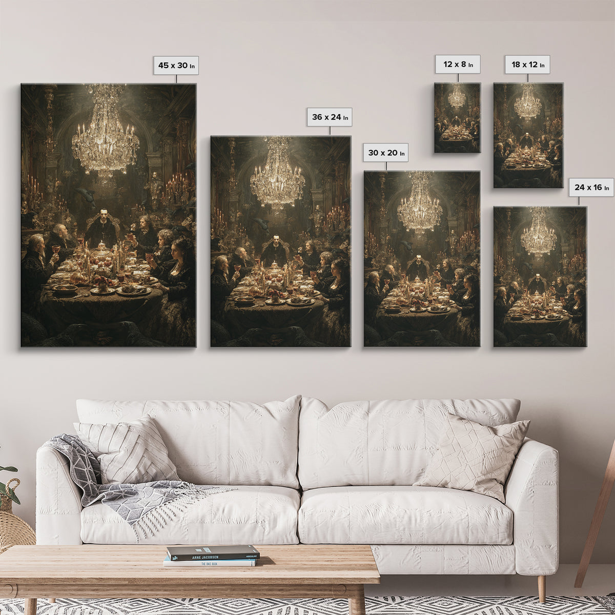 The Vampire Banquet, Ornate Symbolist Art, Vertical Wall Art, Dark Halloween Decor, Canvas Print, Halloween Wall Art