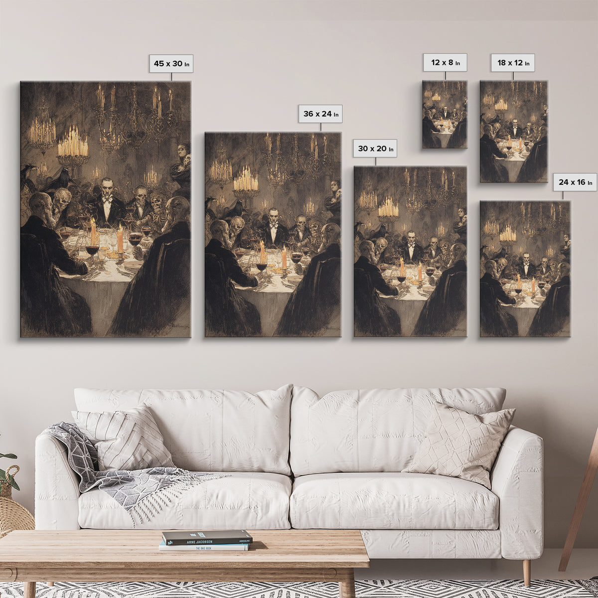 The Vampire Banquet, Decadent Gothic Art, Vertical Wall Art, Macabre Wall Art, Canvas Print, Halloween Wall Art, Seasonal Home Decor