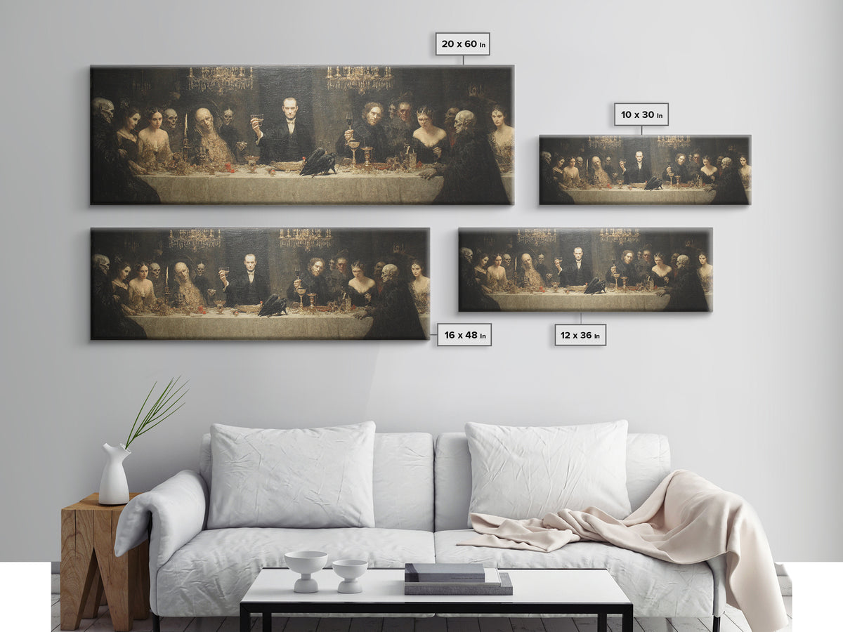 The Vampire Banquet, Dark Symbolist Art, Extra Wide Wall Art, Dark Halloween Decor, Framed Canvas Print, Halloween Wall Art