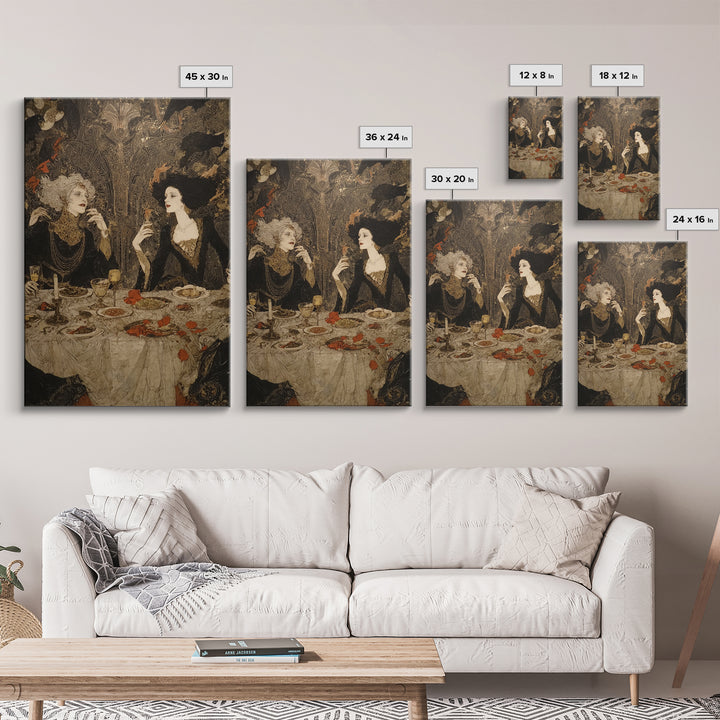 The Vampire Banquet, Stained Glass Gothic Art, Vertical Wall Art, Dark Halloween Decor, Canvas Print, Halloween Wall Art