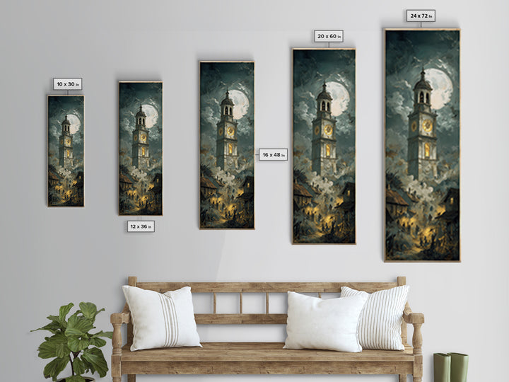 The Thirteenth Bell, Gothic Nightmare Art, Tall Narrow Wall Art, Gothic Horror Wall Art, Framed Canvas Print, Halloween Wall Art