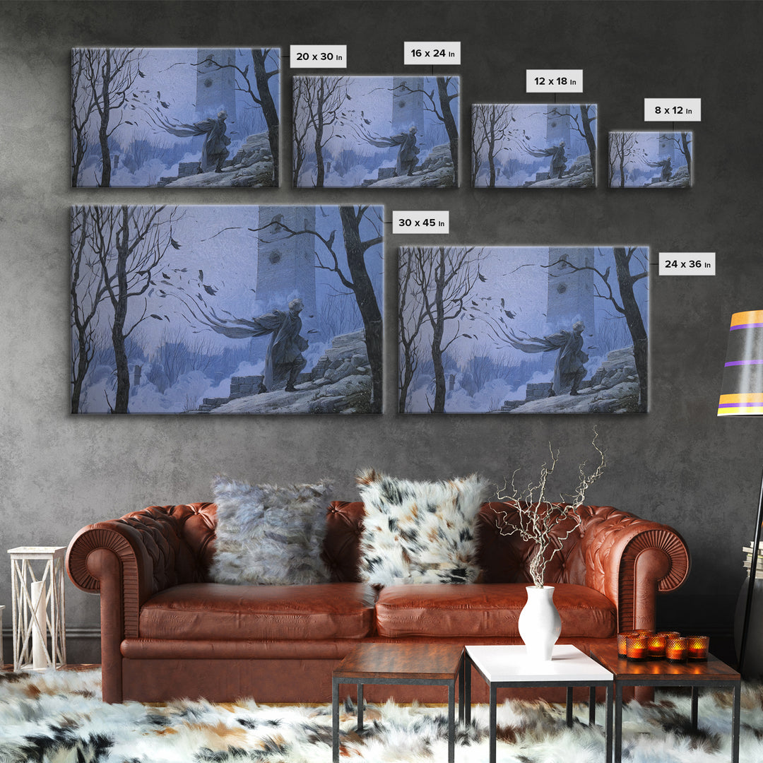 The Thirteenth Bell, Romantic Gothic Landscape, Landscape Wall Art, Dark Fantasy Wall Art, Canvas Print, Halloween Wall Art