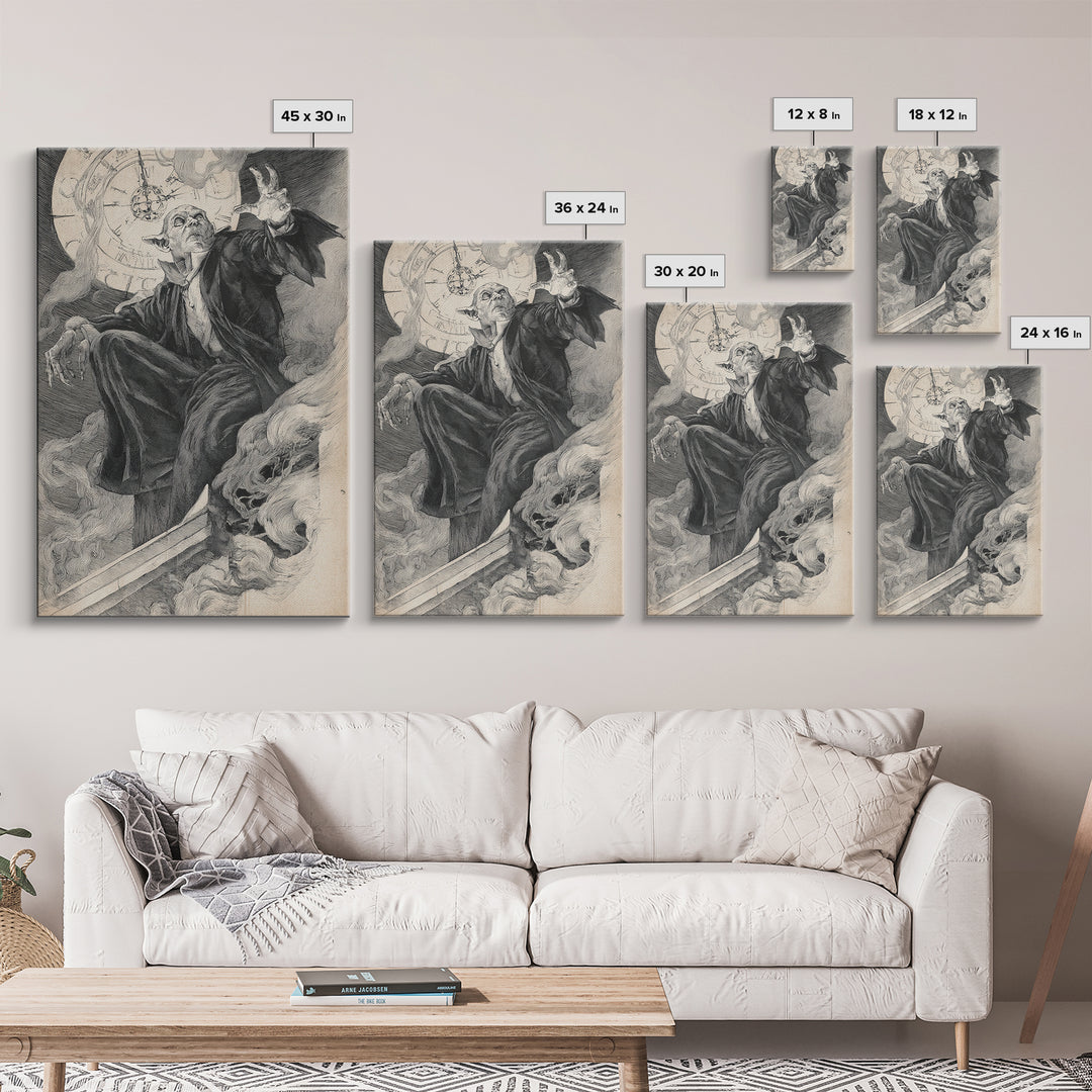 The Thirteenth Bell, Decadent Gothic Art, Vertical Wall Art, Dark Fantasy Wall Art, Framed Canvas Print, Halloween Wall Art
