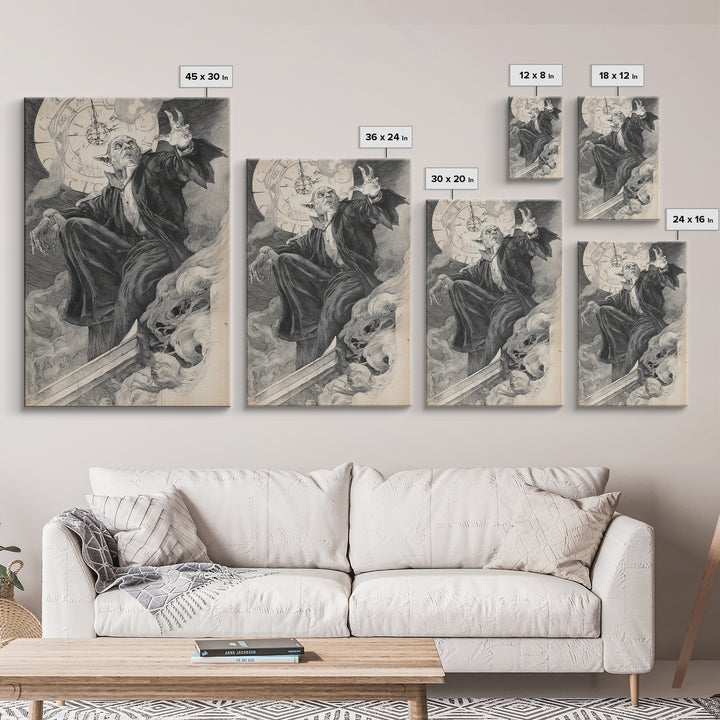 The Thirteenth Bell, Decadent Gothic Art, Vertical Wall Art, Dark Fantasy Wall Art, Framed Canvas Print, Halloween Wall Art