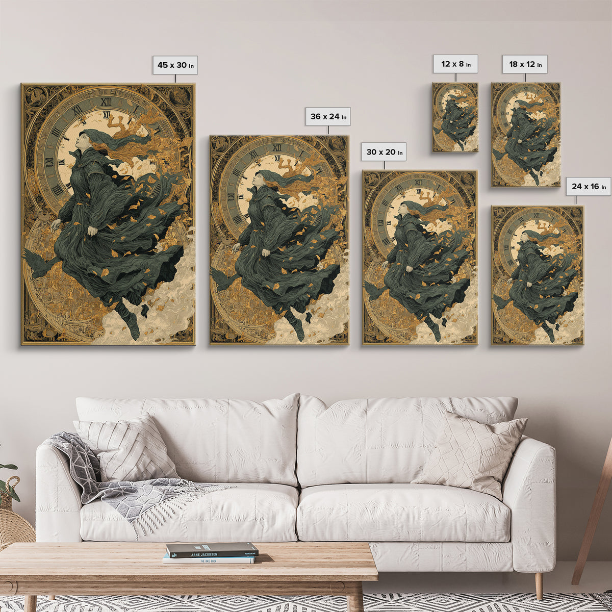 The Thirteenth Bell, Symbolist Death Art, Vertical Wall Art, Dark Fantasy Wall Art, Framed Canvas Print, Halloween Wall Art