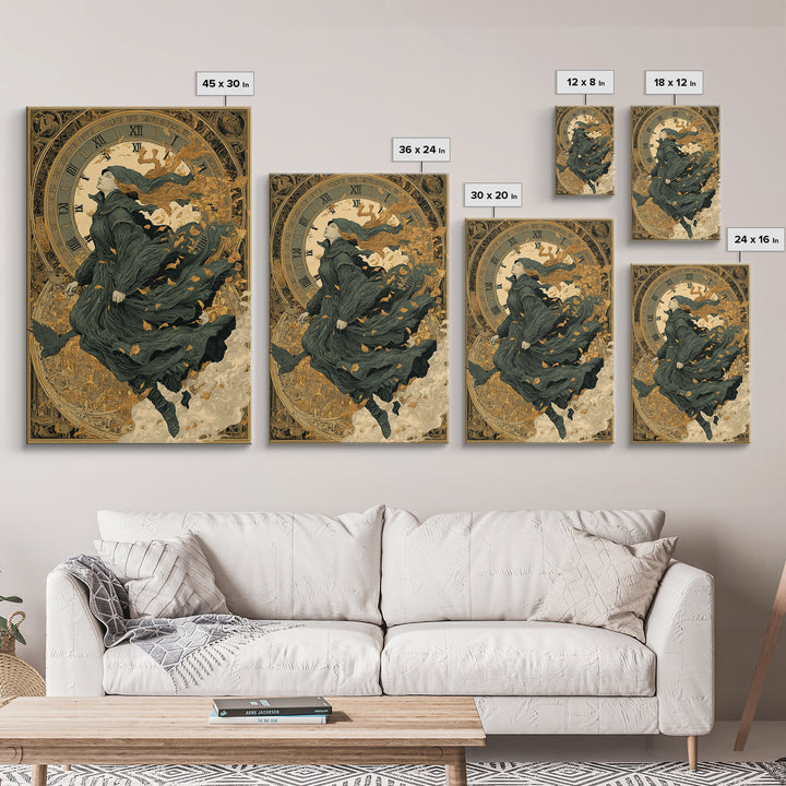 The Thirteenth Bell, Symbolist Death Art, Vertical Wall Art, Dark Fantasy Wall Art, Framed Canvas Print, Halloween Wall Art