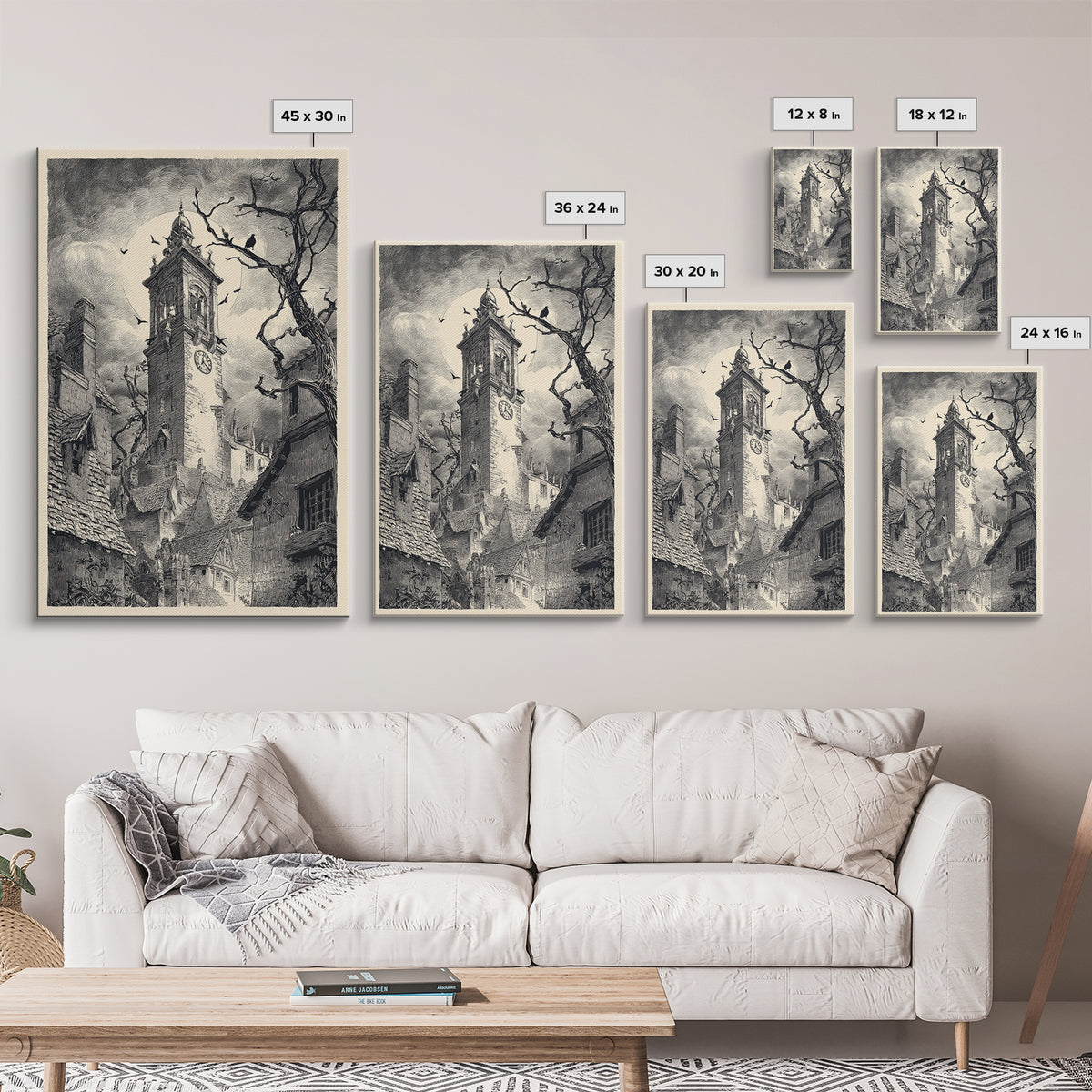 The Thirteenth Bell, Victorian Macabre Art, Vertical Wall Art, Gothic Horror Wall Art, Canvas Print, Halloween Wall Art