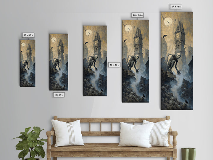 The Thirteenth Bell, Surreal Apocalyptic Art, Tall Narrow Wall Art, Gothic Horror Wall Art, Framed Canvas Print, Halloween Wall Art