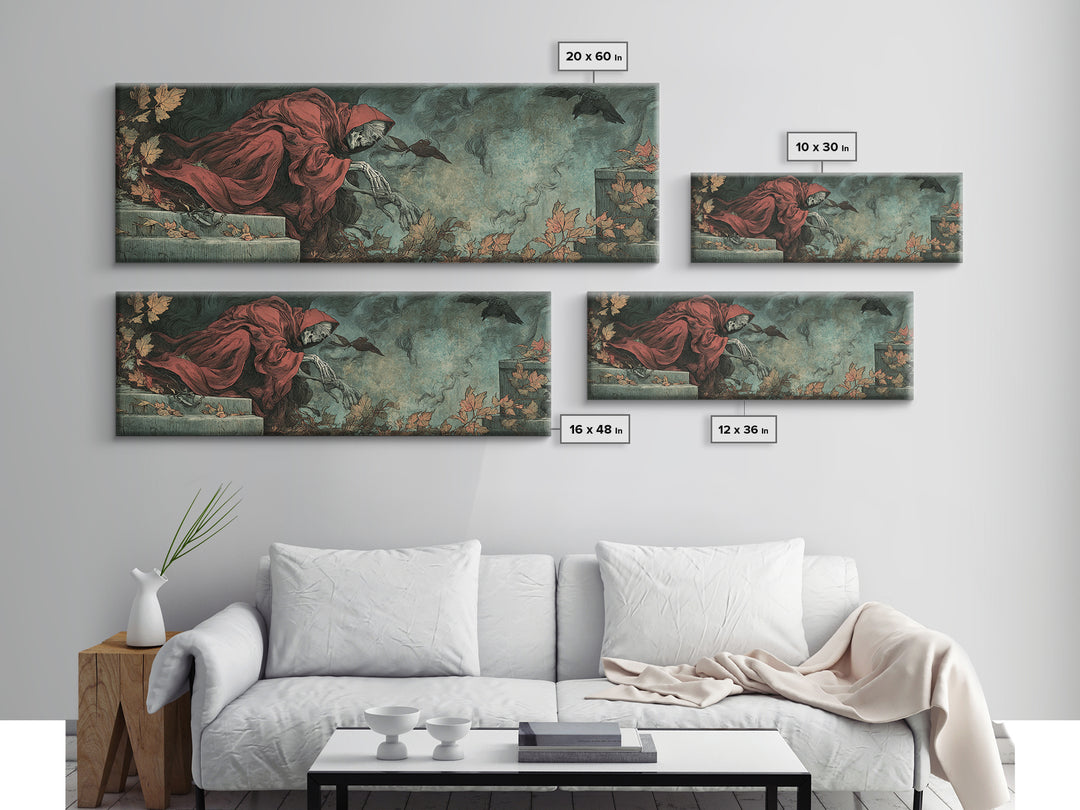 The Cemetery Lantern Festival, Decadent Gothic Art, Extra Wide Wall Art, Macabre Wall Art, Canvas Print, Halloween Wall Art