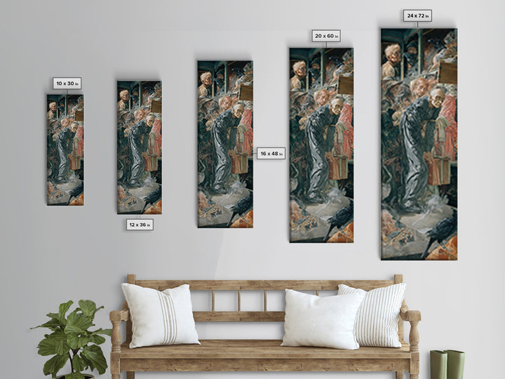The Ghost Train Arrival, Dark Renaissance Art, Tall Narrow Wall Art, Dark Fantasy Wall Art, Framed Canvas Print
