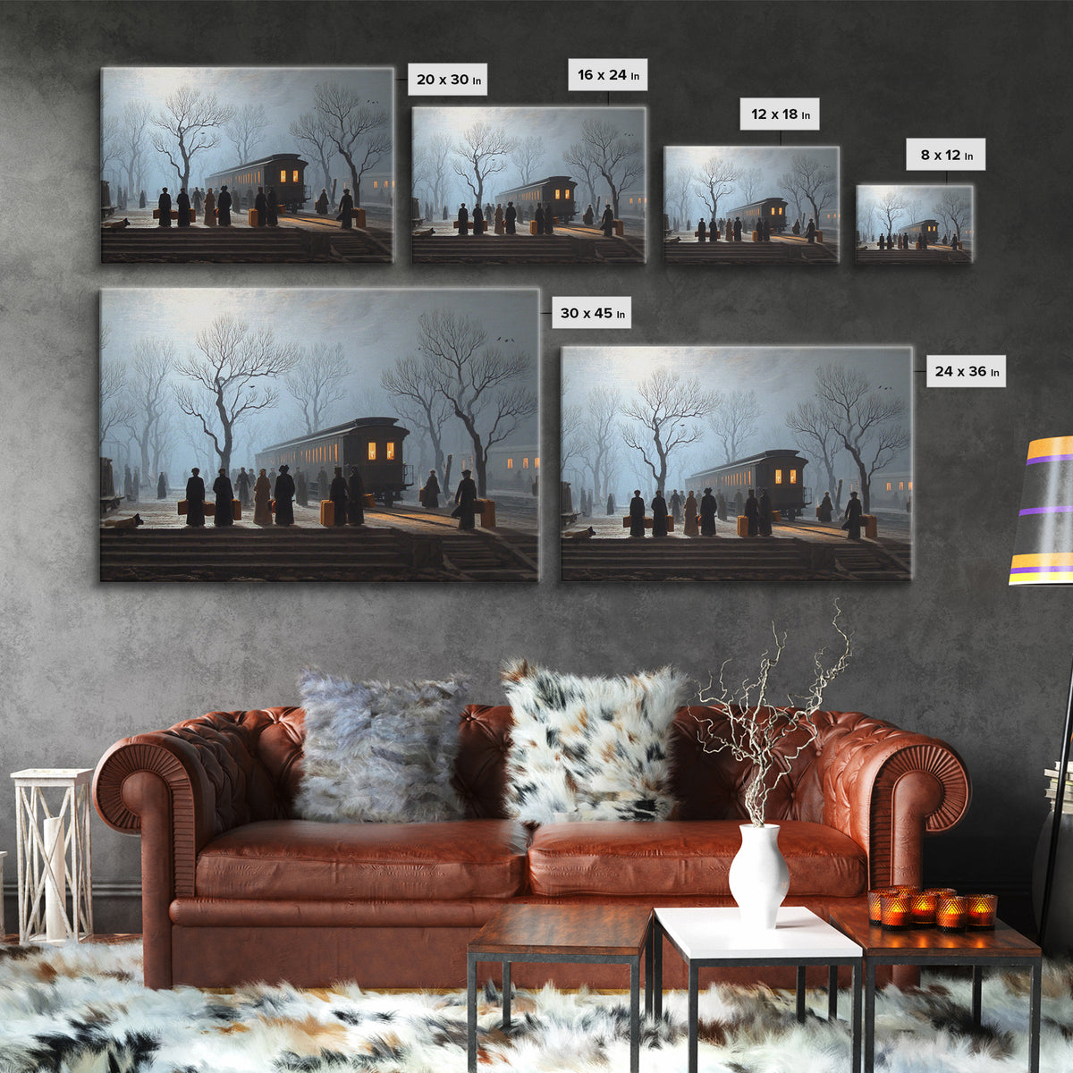 The Ghost Train Arrival, Romantic Gothic Landscape, Landscape Wall Art, Dark Halloween Decor, Canvas Print, Halloween Wall Art