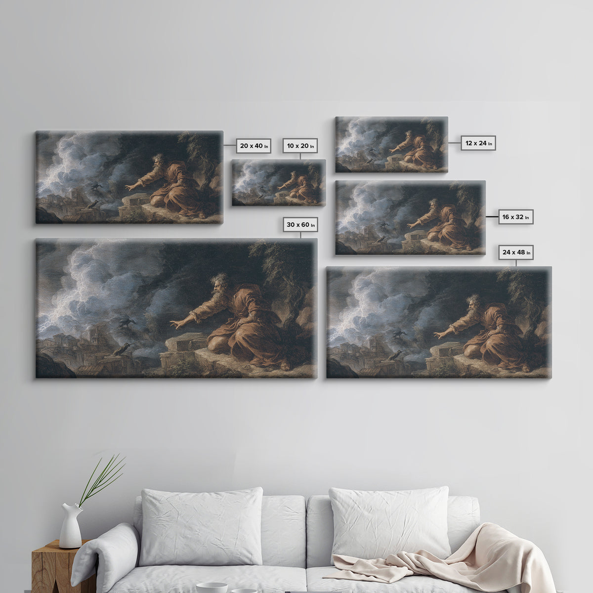 The Halloween Storm, Baroque Witchcraft Art, Wide Panoramic Art, Dark Fantasy Wall Art, Canvas Print, Halloween Wall Art