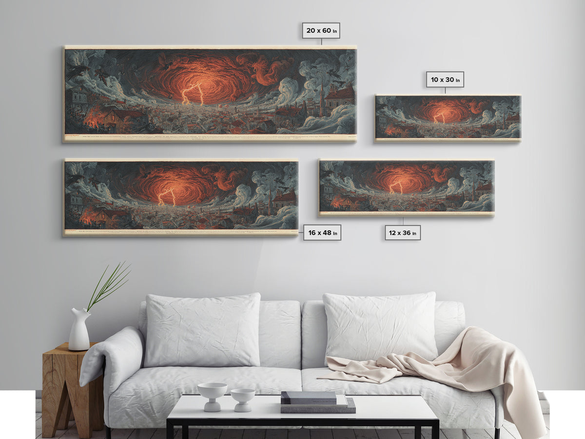The Halloween Storm, Visionary Gothic Art, Extra Wide Wall Art, Dark Halloween Decor, Canvas Print, Halloween Wall Art