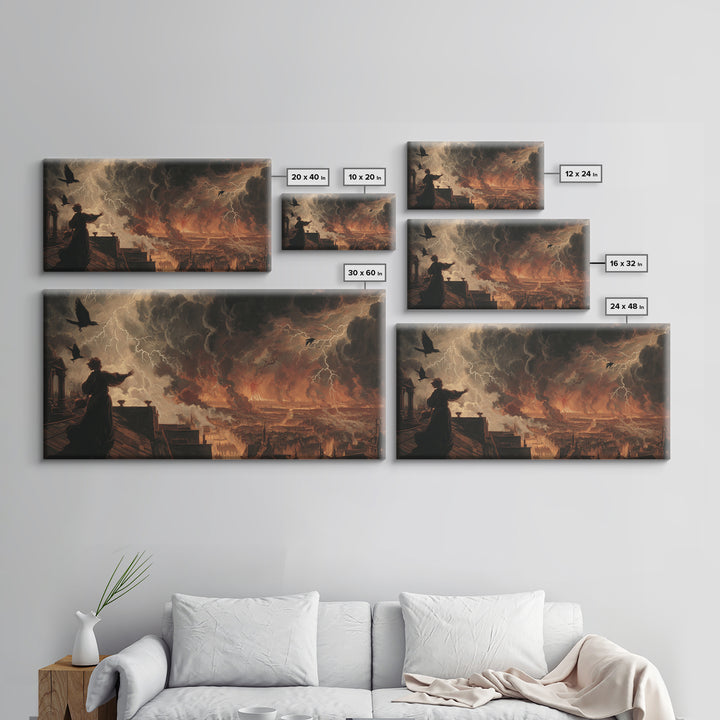 The Halloween Storm, Apocalyptic Romantic Art, Wide Panoramic Art, Dark Halloween Decor, Canvas Print, Halloween Wall Art, Dark Fantasy Art