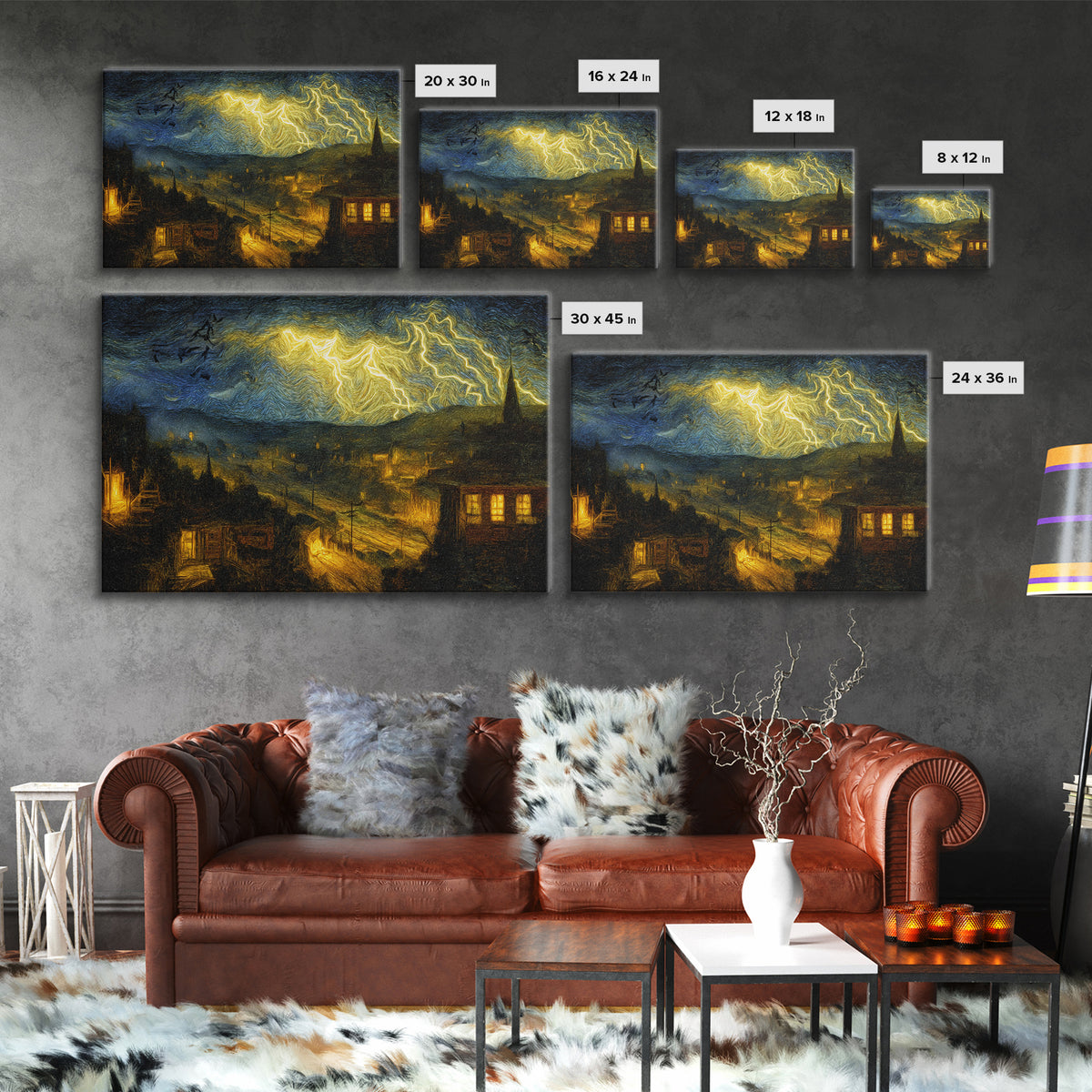 The Halloween Storm, Expressionist Gothic Art, Landscape Wall Art, Gothic Horror Wall Art, Canvas Print, Halloween Wall Art