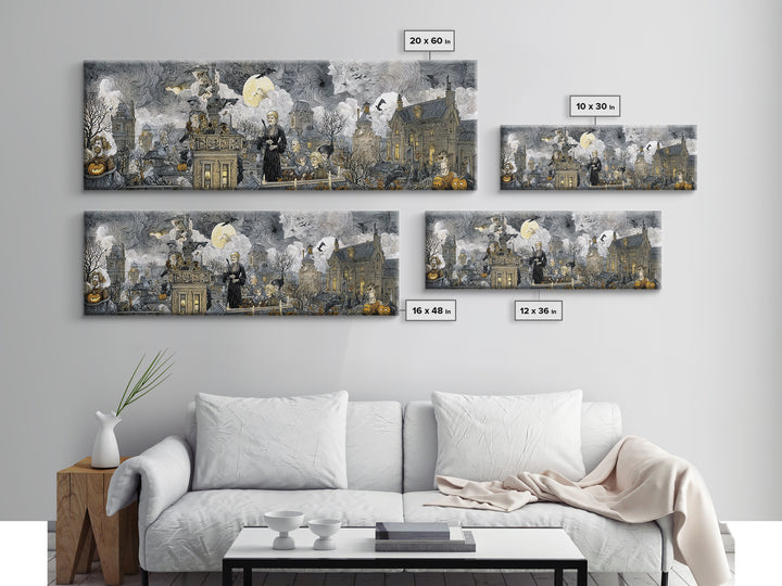 The Halloween Storm, Victorian Macabre Art, Extra Wide Wall Art, Macabre Wall Art, Canvas Print, Halloween Wall Art, Spooky Wall Decor