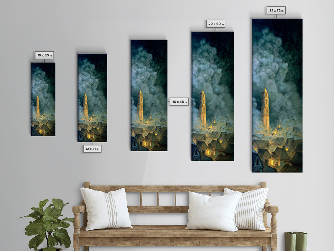 The Halloween Storm, Surreal Apocalyptic Art, Tall Narrow Wall Art, Dark Halloween Decor, Canvas Print, Halloween Wall Art