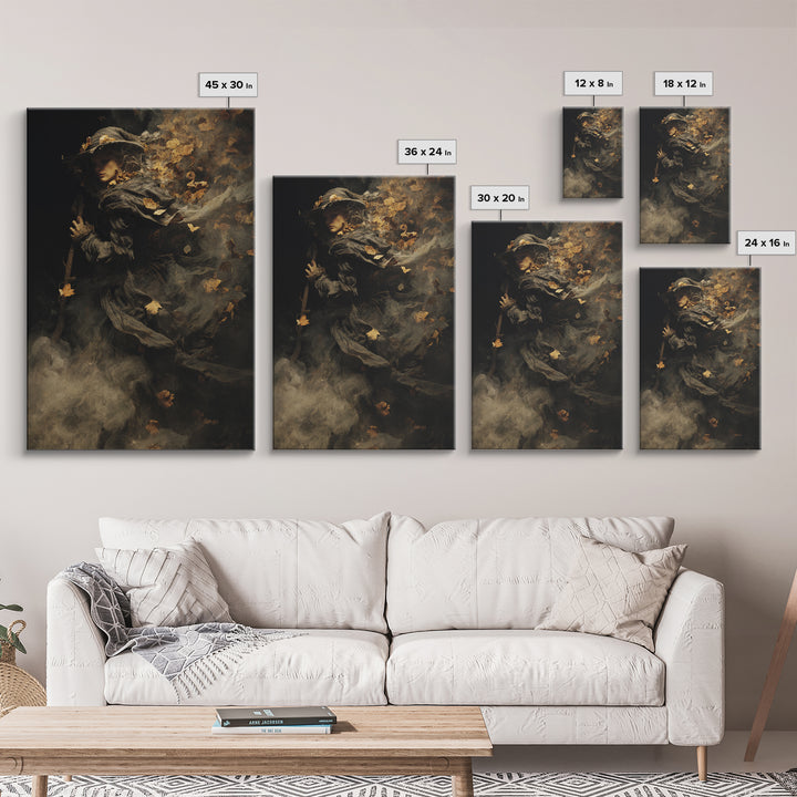 The First Frost Awakening, Baroque Witchcraft Art, Vertical Wall Art, Dark Halloween Decor, Framed Canvas Print, Halloween Wall Art