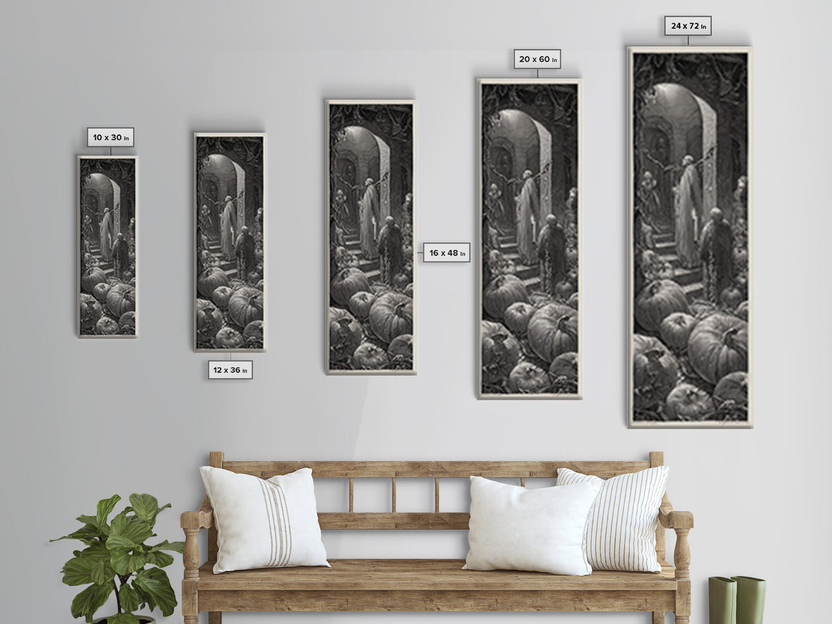 The First Frost Awakening, Architectural Etching Art, Tall Narrow Wall Art, Dark Fantasy Wall Art, Canvas Print